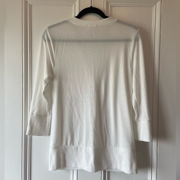 🌟 3 FOR $10 🌟  Zenana white fine knit 3/4 sleeve cardigan with snap closure - Picture 3 of 5